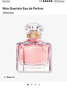 GUERLAIN Pink-Tinted Faceted Perfume Bottle with Gold Accents